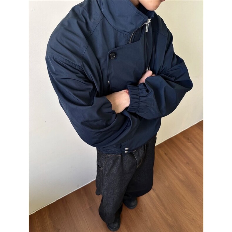 美式三防哈雷硬挺短款风衣领外套男设计感解构廓形夹克立领棒球服,男装夹克,星座807-3