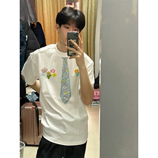 万针全刺绣解构设计260克重磅双纱纯棉高品质美式高街短袖T恤特35，男装T恤，电商A486