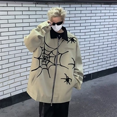 街头复古蜘蛛刺绣夹克男女潮牌高街设计感宽松棒球服外套~WY835，男装夹克，星座601-2