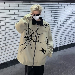 街头复古蜘蛛刺绣夹克男女潮牌高街设计感宽松棒球服外套~WY835图片