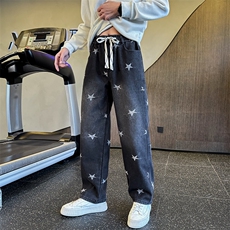 冬季加绒牛仔裤男士印花直筒裤加绒牛仔裤弯刀裤潮901N41加绒P68，男装牛仔裤，星座901