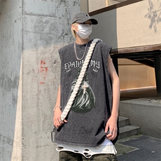 欧美式雕像印花水洗做旧夏无袖背心/马甲/坎肩XZ514-2-1285-P38，男装背心/马甲，星座514-2(原B239)