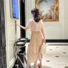 现货复古夏季短袖新款连衣裙两件套套裙，女装套装/套裙，凯芙莉服饰