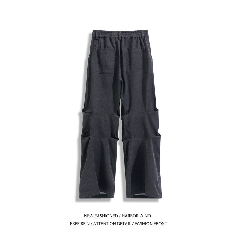 春夏新款美式高街褶皱设计宽松休闲伞兵裤B315-K25728-特p40控78,男装休闲裤,电商B315