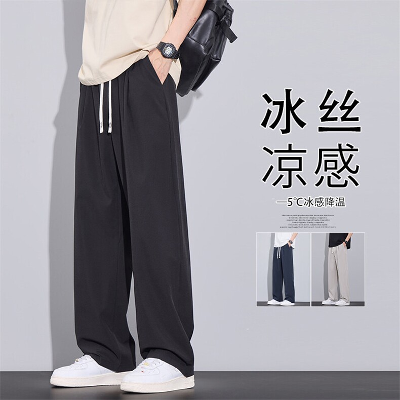 2026春季新款灰墙宽松冰丝长裤M-5XLHK25460-特P19，男装休闲裤，电商A022