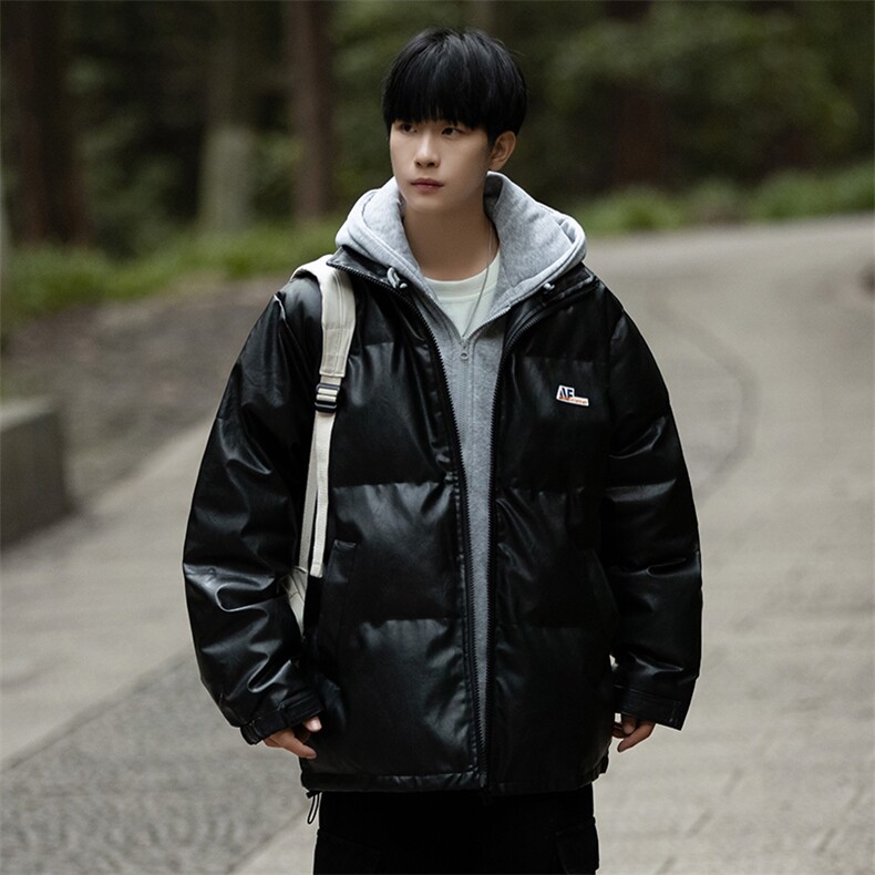假两件加厚棉衣男冬季连帽棉服潮流宽松皮棉袄男A266-P02-P100,男装棉衣,电商A266