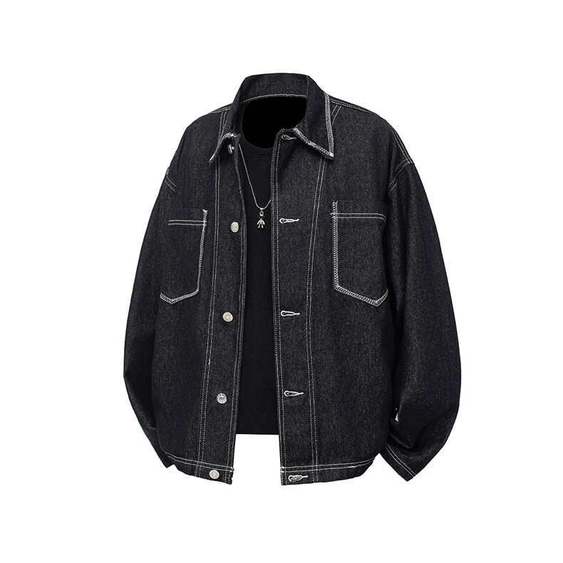 得物品质秋裤男牛仔夹克明线大口袋宽松外套JK1047P80，男装工装外套，星座1013-1