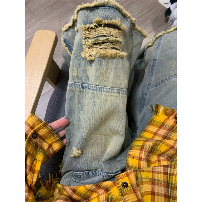 【xz1112-1】牛仔裤破洞毛边潮男女裤P57YW9113,男装牛仔裤,星座1112-1