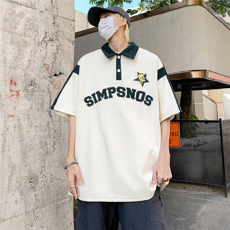 夏季美式拼接刺绣polo衫大码M~5XLXZ604-PL103-P55控68,男装Polo衫,星座604