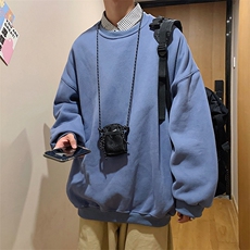 日系大码圆领无性别卫衣纯色套头衫潮男卫衣WY98P25控38，男装卫衣，电商A089-1