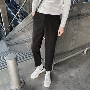 轻熟风西装裤子秋冬毛呢西裤直筒修身休闲裤男士九分裤加绒款 M4图片