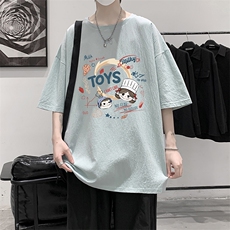 YT26385-P30亚麻短袖t恤男大码五分袖男宽松七分袖大皂风模特，男装T恤，电商A040