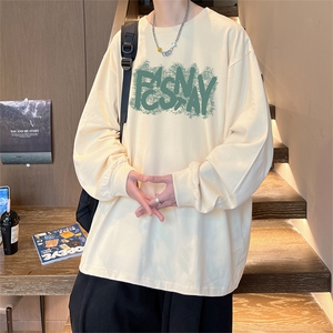 直播品质 秋冬重磅潮牌嘻哈美式印花纯棉长袖T恤打底衫CT387特P28图片