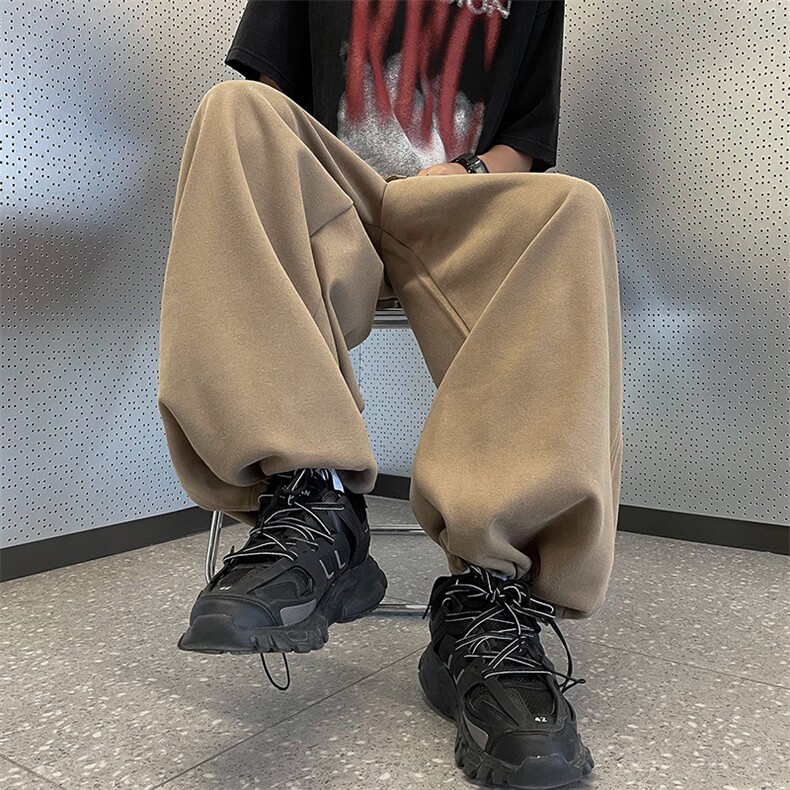 休闲裤男夏季薄款垂感直筒阔腿裤高街潮牌宽松运动裤 K6699-P42图片