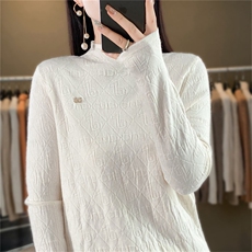 时尚女装高领针织衫修身显瘦仿羊毛毛衣优雅气质长袖上衣，女装针织衫/毛衣，暖姿羊绒