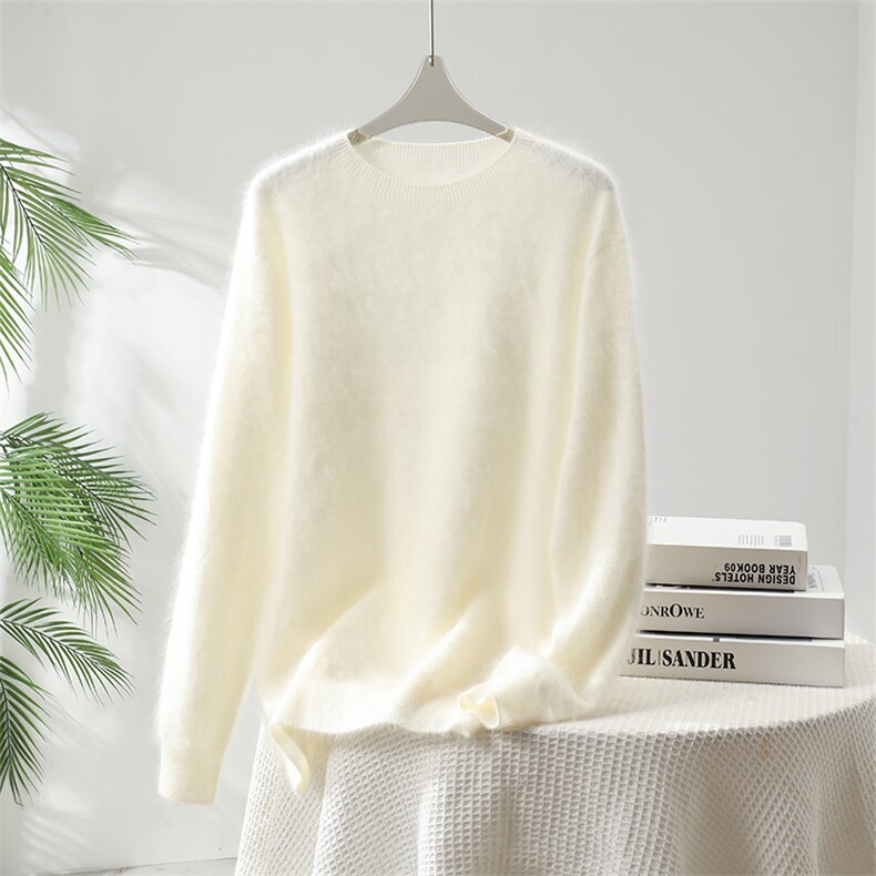 2025拉毛拉绒圆领长袖百搭时尚简约，女装针织衫/毛衣，贵皇羊绒四店