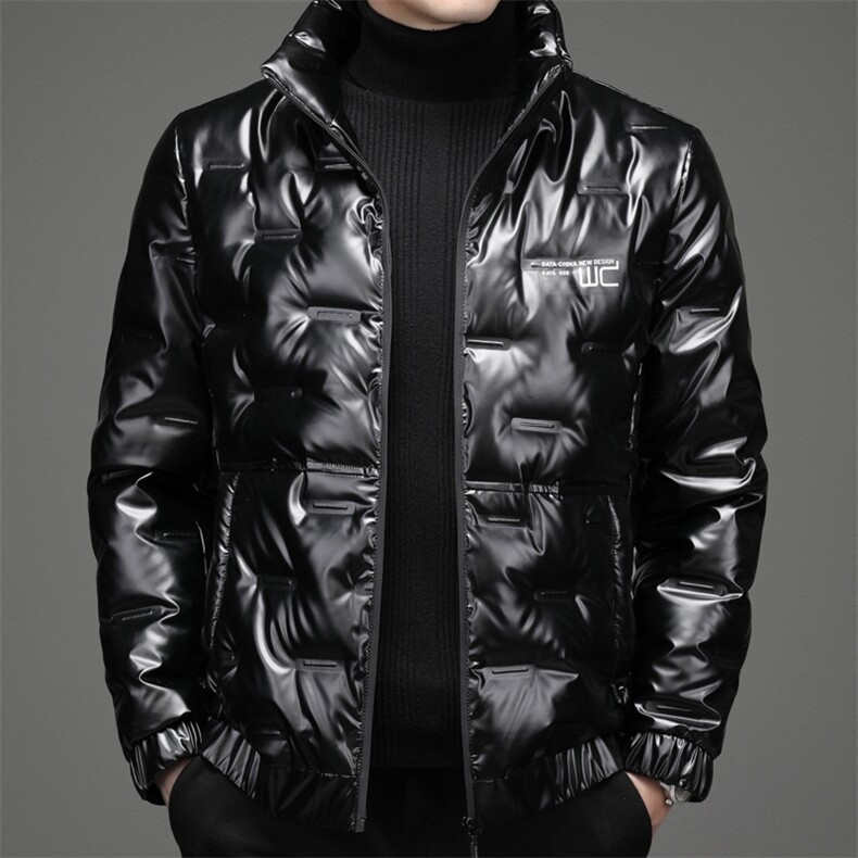 冬季立领轻薄羽绒服男士亮面短款潮流保暖白鸭绒外套夹克潮服，男装羽绒服，钱塘6003（原4033）