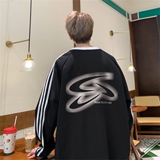美式三杠条纹复圆领卫衣秋冬男女宽松长袖SW2482-P45控6850棉，男装卫衣，电商B370