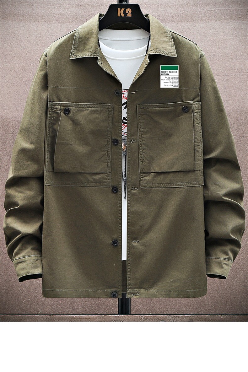 衬衣男新款纯棉工装翻领休闲时尚长袖衬衫XZ310B-3-CY806-P58,男装衬衫,星座310B-3