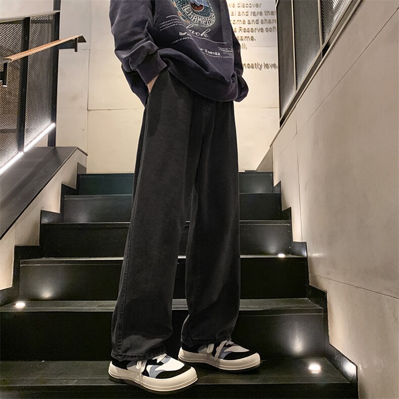 8XL-M特大码复古牛仔裤渐变宽松阔腿裤男加肥加大休闲款K947P45，男装休闲裤，电商D206-1