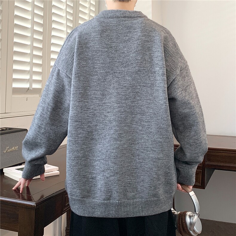 秋冬新款青少年时尚圆领纽扣款休闲针织衫毛衣男1018-1-M617-P48,男装针织衫/毛衣,星座1018-1​