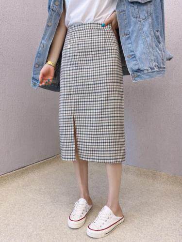 春款格子半身裙，女装半身裙，变色鸟(4F)