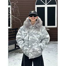 网图美式复古迷彩座山雕棉服男女冬季加厚保暖外套情侣，男装棉衣，电商C307