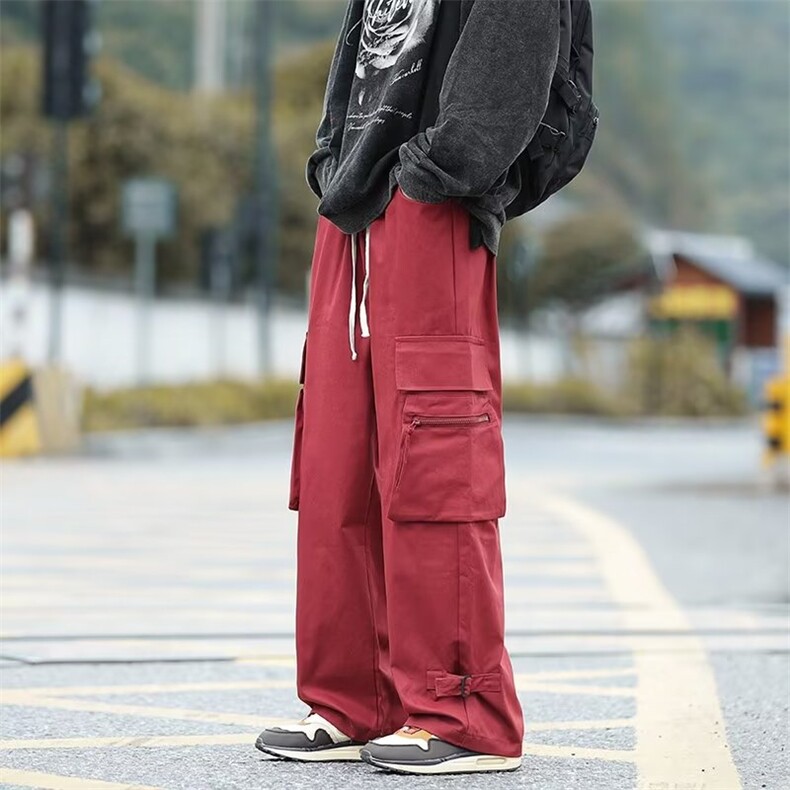 工装裤男春秋嘻哈美式潮牌休闲裤ins潮流宽松直筒阔腿裤K3322-P42,男装休闲裤,星座412-3