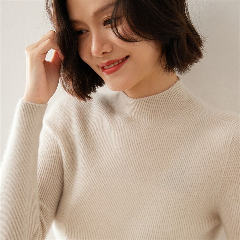 秋冬新款高领女修身显瘦长袖针织打底衫图片
