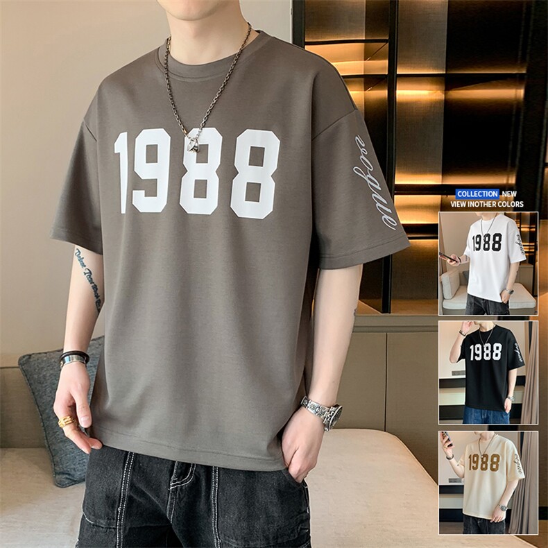 冰氧仿棉短袖店主风体恤夏休闲百搭字母印花男上衣TC3147-P22控48图片