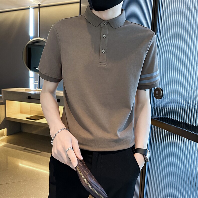 2026夏季条纹织带设计短袖翻领Polo衫轻奢欧货T0251-P55,男装T恤,电商D342
