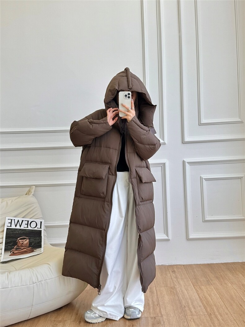 2025年秋季拉链常规长袖立领中长款羽绒服时尚百搭,女装羽绒服,禾雯电商供货
