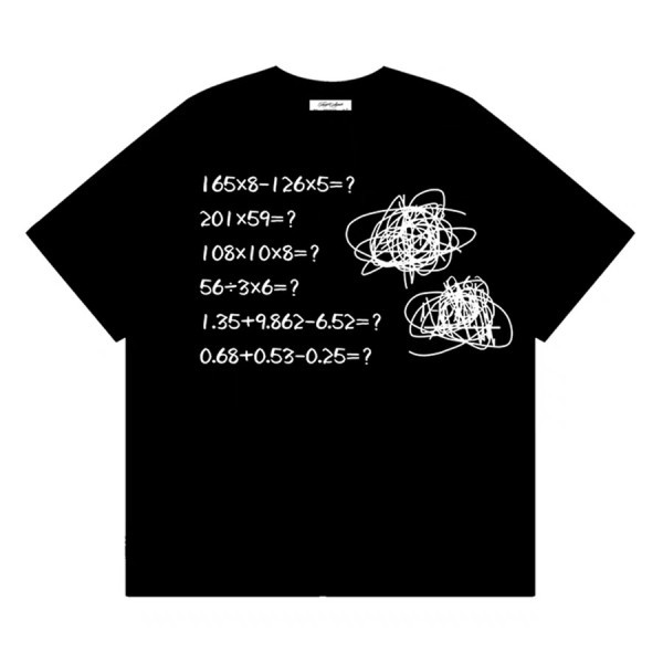 T0790-P25纯棉白色短袖2024数学游戏趣味卡通印花全棉T,男装T恤,星座617A-2