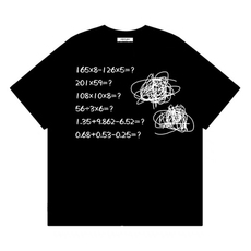 T0790-P25纯棉白色短袖2024数学游戏趣味卡通印花全棉T，男装T恤，星座617A-2