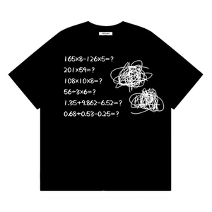 T0790-P25 纯棉白色短袖 2024数学游戏趣味卡通印花全棉T图片