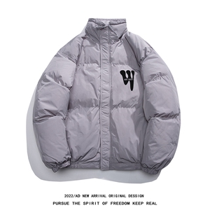 白鸭绒白底22冬季新款设计感抽绳立领羽绒服YR218P195控258图片