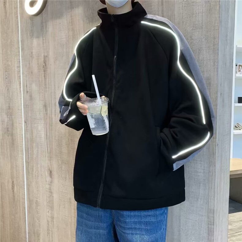 麂皮绒反光翻领休闲外套男士春秋季2023新款X117P65,男装夹克,星座1116-2