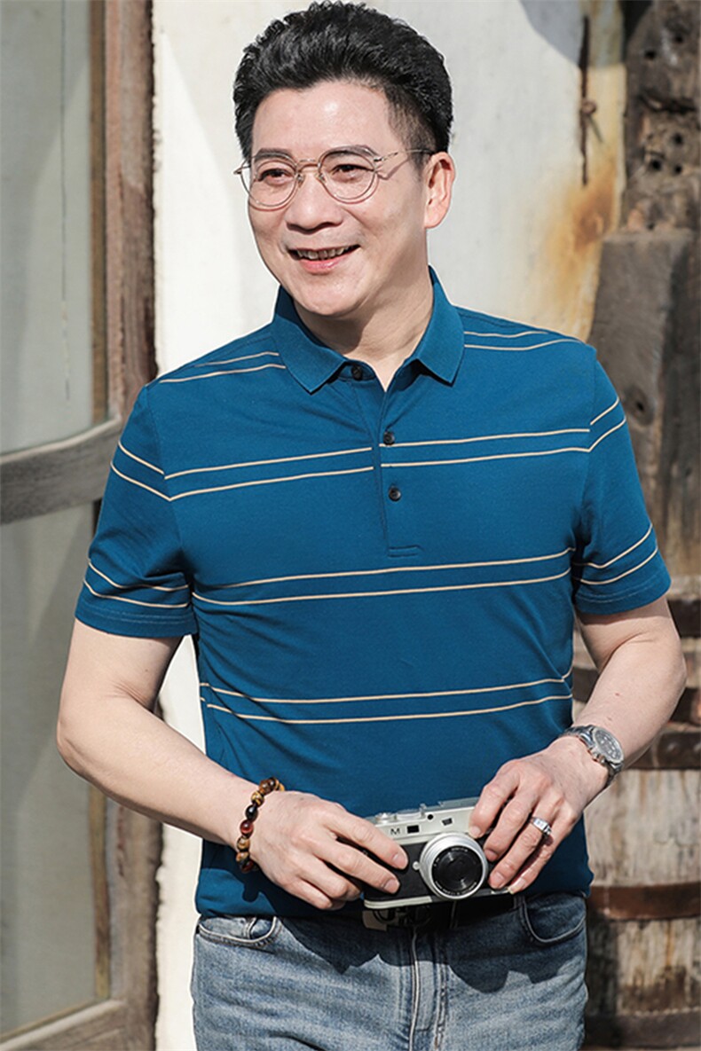 中年休闲男装翻领半袖T恤衫2023夏季新款男士polo衫薄款休闲上衣,男装Polo衫,电商B212（原钱塘6029）