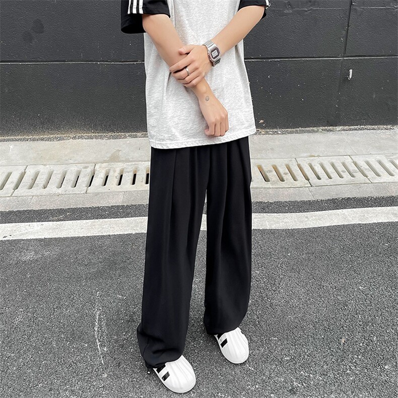 休闲裤男韩版潮流百搭裤子夏季薄款坠感阔腿拖地长裤K02839-P35,男装休闲裤,星座308B-2