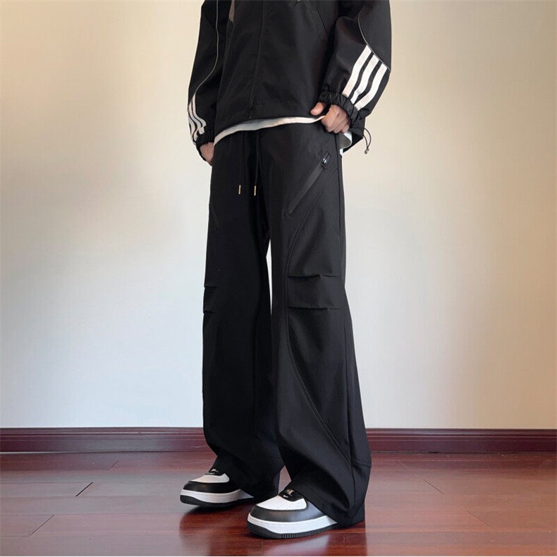 抖音品质春季新款机能拉链防水宽松冲锋裤B315-K24251-特p35控68,男装休闲裤,电商B315