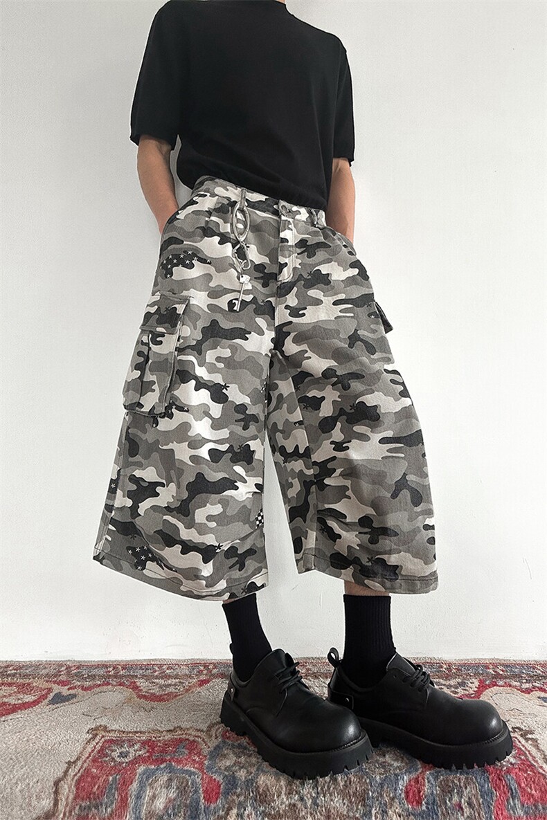 903-AK056-特P55【S-3XL】白迷彩七分短裤3,男装牛仔裤,星座903