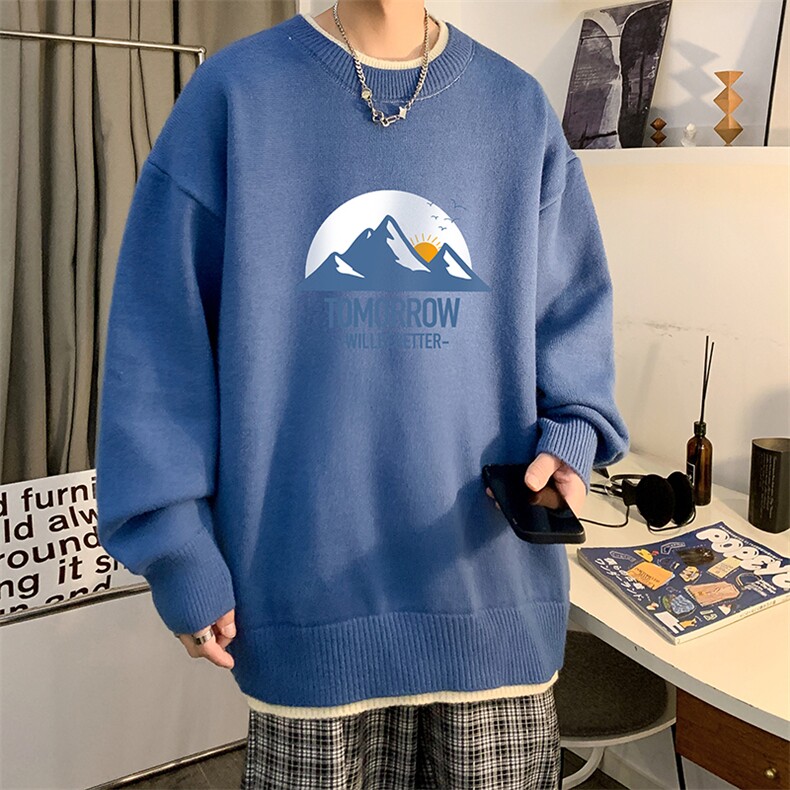 控78假两件毛衣男大码加绒针织衫男毛线衣M80235-P55加绒P70,男装针织衫/毛衣,电商A040