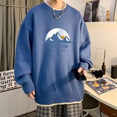 控78假两件毛衣男大码加绒针织衫男毛线衣M80235-P55加绒P70，男装针织衫/毛衣，电商A040