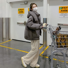2023冬季新款韩版时尚百搭收腰抽绳加厚连帽羽绒服白鸭绒外套女，女装羽绒服，辉之琳
