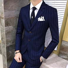 条纹男装西服套装礼服三件套修身新郎6388-P285，男装西服，星座1012