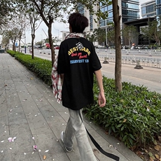 万针全刺绣工艺抖音得物高品质260克重磅纯棉双纱美式高街短袖T恤，男装T恤，电商A486