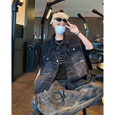 F397P57男生秋装新中式潮牛仔外套男复古宽松水洗做，男装工装外套，星座512-6