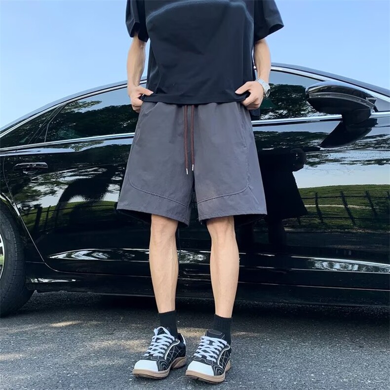 男士夏季新款潮流美式复古短裤薄款宽松透气速干运动五分裤子,男装牛仔裤,星座506A