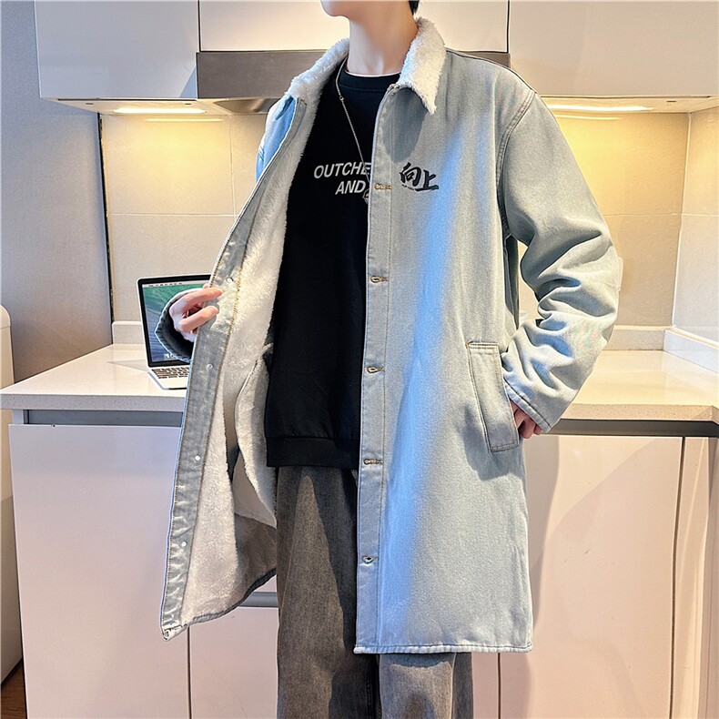 FY5012J-P98限价138M-5XL加绒羊羔绒中性风衣长款大码宽松过膝,男装风衣,星座116