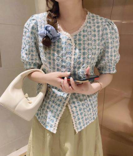 刺绣圆圈花纹上衣，女装，新袖